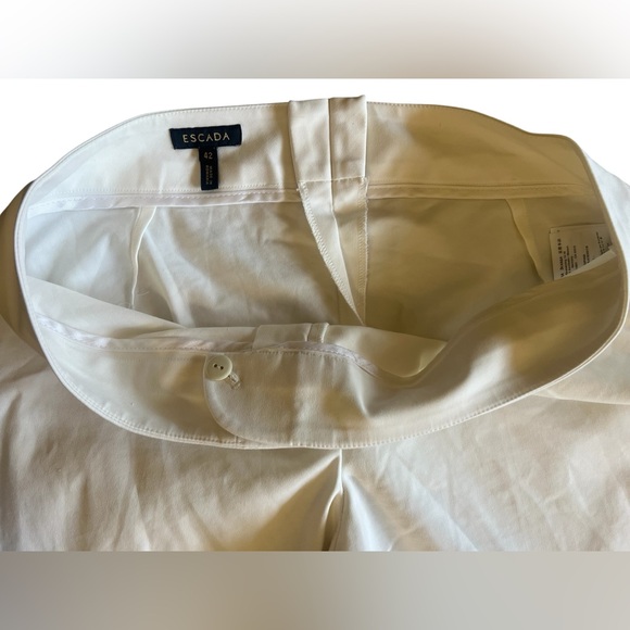 ESCADA Flat Front Off-White Pants Stretch Trousers EU 42 US 12 Classic Career - Picture 3 of 11